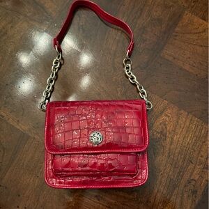 Brighton Red Faux Croc Patent Leather Purse